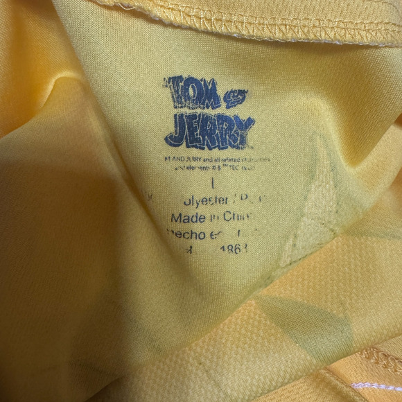 Retro Tom & Jerry Cartoon Baseball Jersey Shirt Bright Yellow Orange AOP sz L - Picture 6 of 7
